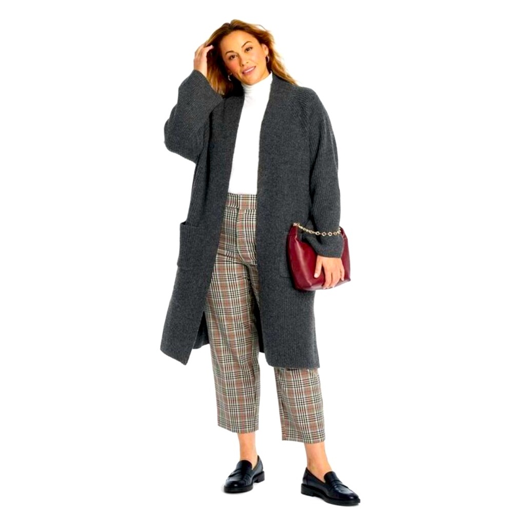 Open Box - Ava & Viv - Women's Coatigan Sweater - Ava & Viv Charcoal Gray Gray